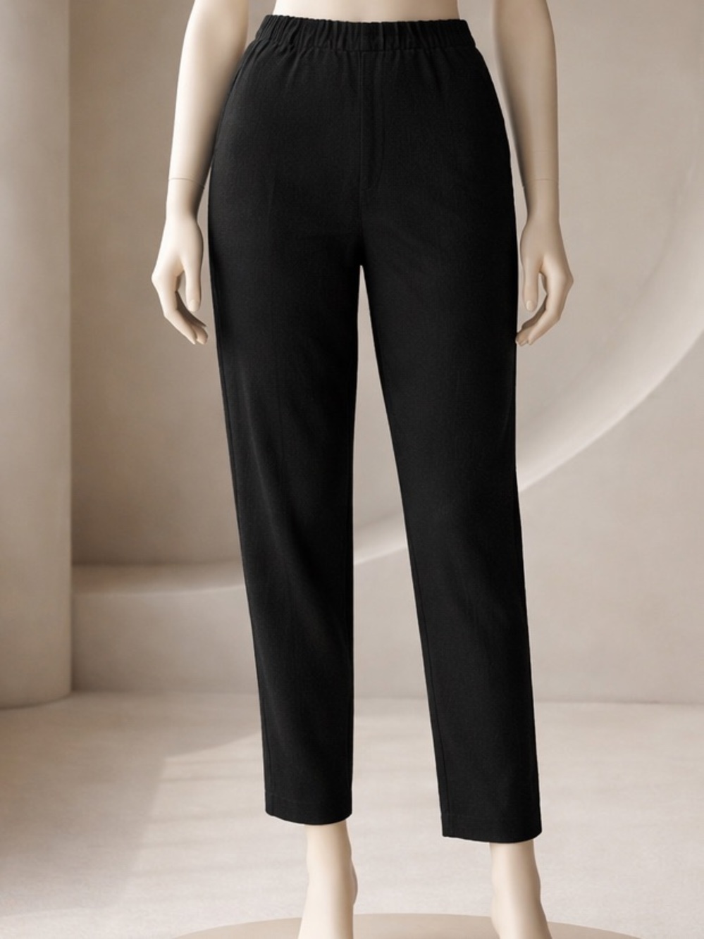Anne Klein Pants Womens 8 Black Linen Blend Tapered Trousers MRSP $79